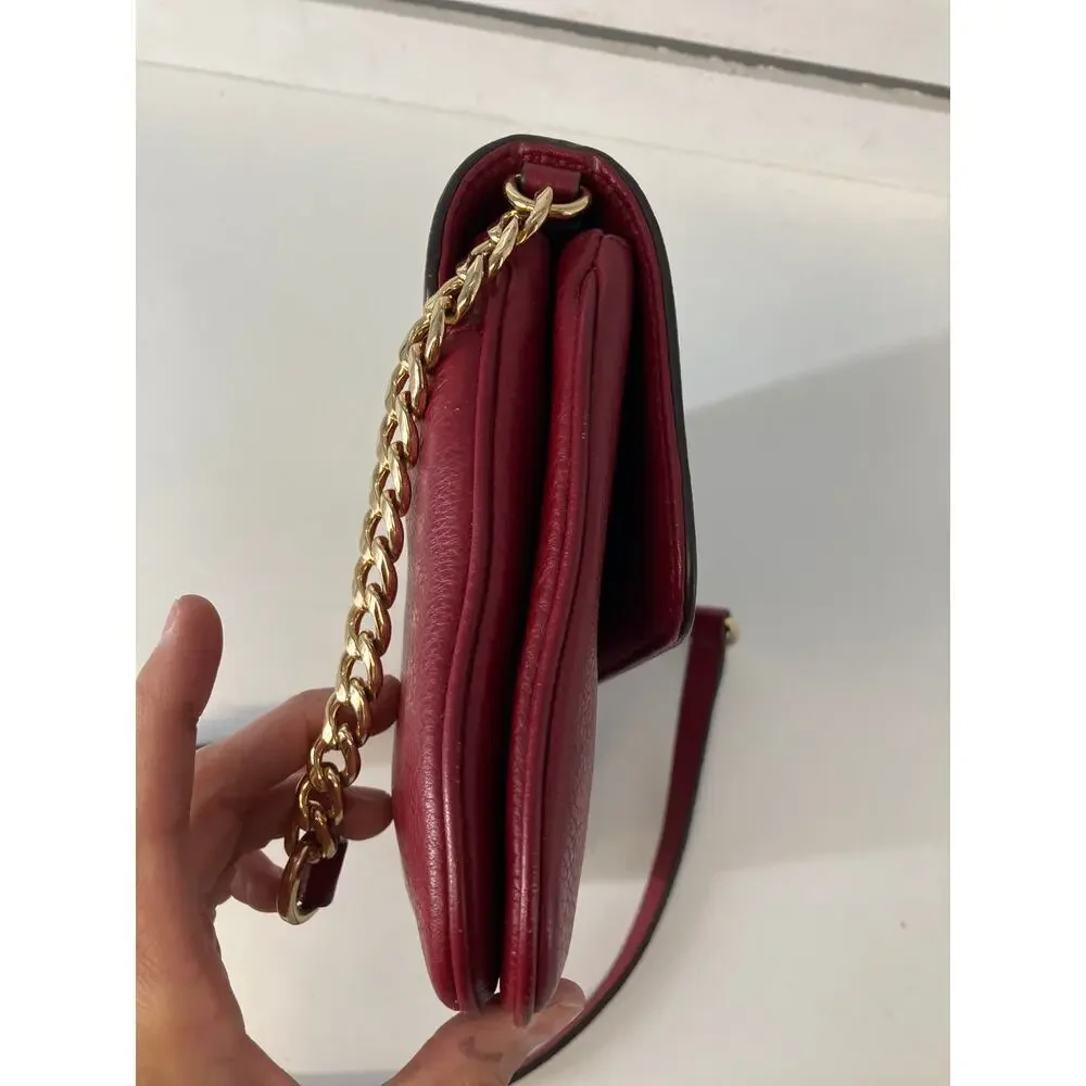 MICHAEL KORS, SMALL RED PEBBLED LEATHER CROSSBODY BAG